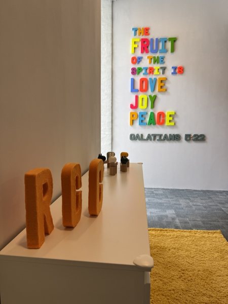 RCC letters and a Bible verse decorating the Nursery